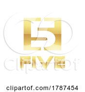 Poster, Art Print Of Golden Symbol For Number 5 On A White Background - Icon 1