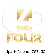 Golden Symbol For Number 4 On A White Background Icon 9