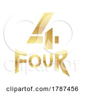 Poster, Art Print Of Golden Symbol For Number 4 On A White Background - Icon 7