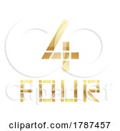 Golden Symbol For Number 4 On A White Background Icon 8
