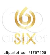 Poster, Art Print Of Golden Symbol For Number 6 On A White Background - Icon 4