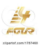 Poster, Art Print Of Golden Symbol For Number 4 On A White Background - Icon 4