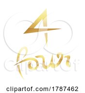 Golden Symbol For Number 4 On A White Background Icon 3