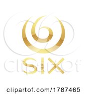 Poster, Art Print Of Golden Symbol For Number 6 On A White Background - Icon 1