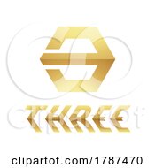 Golden Symbol For Number 3 On A White Background Icon 7