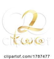 Poster, Art Print Of Golden Symbol For Number 2 On A White Background - Icon 1