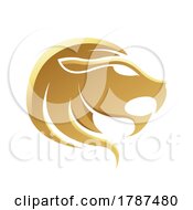 Poster, Art Print Of Golden Zodiac Sign Leo On A White Background