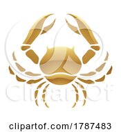 Poster, Art Print Of Golden Zodiac Sign Cancer On A White Background