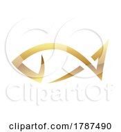 Golden Glossy Abstract Fish On A White Background