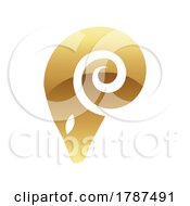 Poster, Art Print Of Golden Glossy Abstract Ram On A White Background