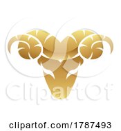 Poster, Art Print Of Golden Glossy Ram Icon On A White Background