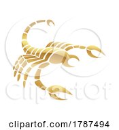 Golden Glossy Scorpion Icon On A White Background