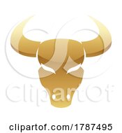 Poster, Art Print Of Golden Glossy Bull Icon On A White Background
