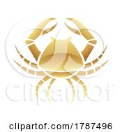 Golden Glossy Crab Icon On A White Background