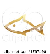 Poster, Art Print Of Golden Abstract Glossy Fish On A White Background