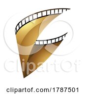 Golden Film Strip On A White Background