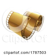 Poster, Art Print Of Golden Curly Film Strip On A White Background