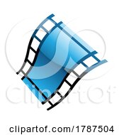 Poster, Art Print Of Blue Film Reel On A White Background
