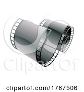 Grey Curly Film Strip On A White Background