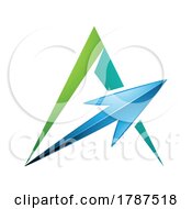 Spiky Triangular Green Letter A With A Blue Arrow
