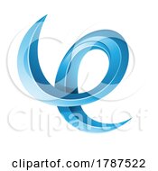Poster, Art Print Of Swirly Glossy Embossed Letter E In Blue