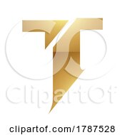 Poster, Art Print Of Golden Letter T Symbol On A White Background - Icon 9