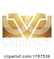 Golden Letter V Symbol On A White Background Icon 1