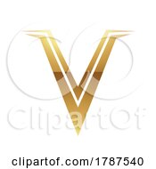 Poster, Art Print Of Golden Letter V Symbol On A White Background - Icon 2