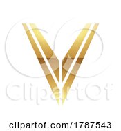 Poster, Art Print Of Golden Letter V Symbol On A White Background - Icon 5