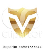 Golden Letter V Symbol On A White Background Icon 6
