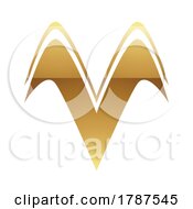 Poster, Art Print Of Golden Letter V Symbol On A White Background - Icon 7