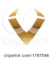 Poster, Art Print Of Golden Letter V Symbol On A White Background - Icon 8