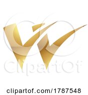 Poster, Art Print Of Golden Letter W Symbol On A White Background - Icon 1
