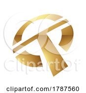 Poster, Art Print Of Golden Letter T Symbol On A White Background - Icon 5