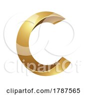 Poster, Art Print Of Golden Embossed Twisted Letter C On A White Background