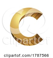 Poster, Art Print Of Golden Embossed Twisted Striped Letter C On A White Background
