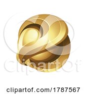 Poster, Art Print Of Golden Glossy 3d Sphere On A White Background