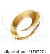 Poster, Art Print Of Golden Glossy Spiky Round Letter E Icon On A White Background