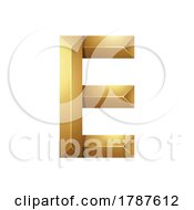 Poster, Art Print Of Golden Letter E Made Of Pyramidical Rectangles On A White Background