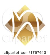 Golden Letter N Symbol On A White Background Icon 4