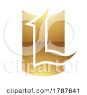 Poster, Art Print Of Golden Letter L Symbol On A White Background - Icon 5