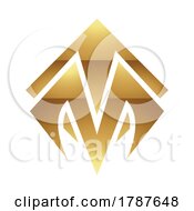 Poster, Art Print Of Golden Letter M Symbol On A White Background - Icon 3