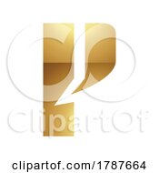 Poster, Art Print Of Golden Letter P Symbol On A White Background - Icon 1