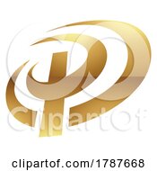 Poster, Art Print Of Golden Letter P Symbol On A White Background - Icon 5
