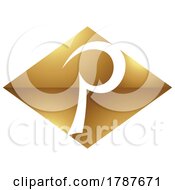 Poster, Art Print Of Golden Letter P Symbol On A White Background - Icon 8