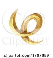 01/24/2023 - Golden Embossed Spring Shaped Letter E On A White Background
