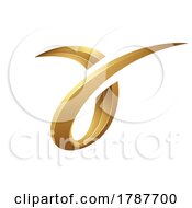 Poster, Art Print Of Golden Embossed Spring-Like Letter A On A White Background