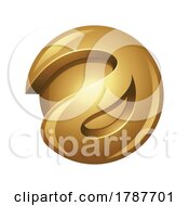 Poster, Art Print Of Golden Abstract Letter A Sphere On A White Background