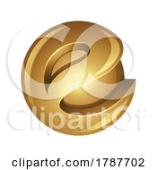 Poster, Art Print Of Golden Abstract Letter E Sphere On A White Background