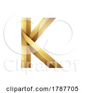 Poster, Art Print Of Golden Embossed Shiny Letter K On A White Background